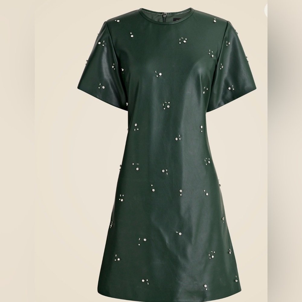 J. Crew Collection Forest Green Mini Dress with Diamante Accents
